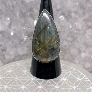 Labradorite Teardrop Silver Plated Ring
